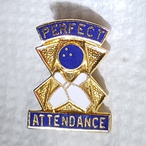Vintage 1980s Perfect Attendance Bowling Lapel Collectible Pin - Picture 4 of 6